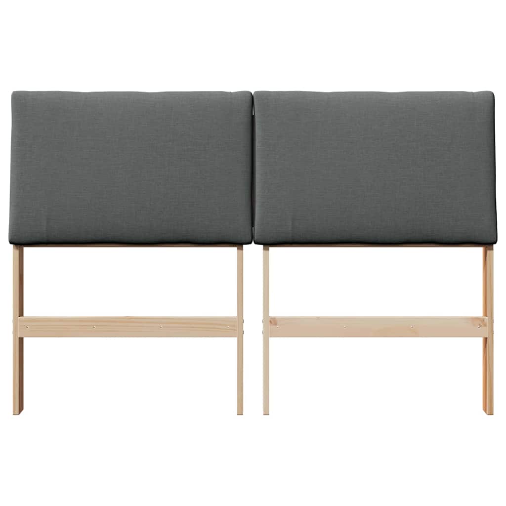 vidaXL Ταπετσαρισμένο κεφαλάρι Σκούρο Γκρι 140 cm Στερεά ξυλεία πεύκου