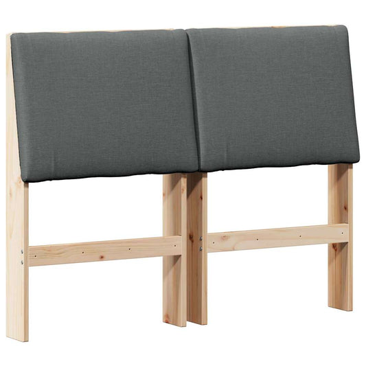 vidaXL Ταπετσαρισμένο κεφαλάρι Σκούρο Γκρι 135 cm Στερεά ξυλεία πεύκου