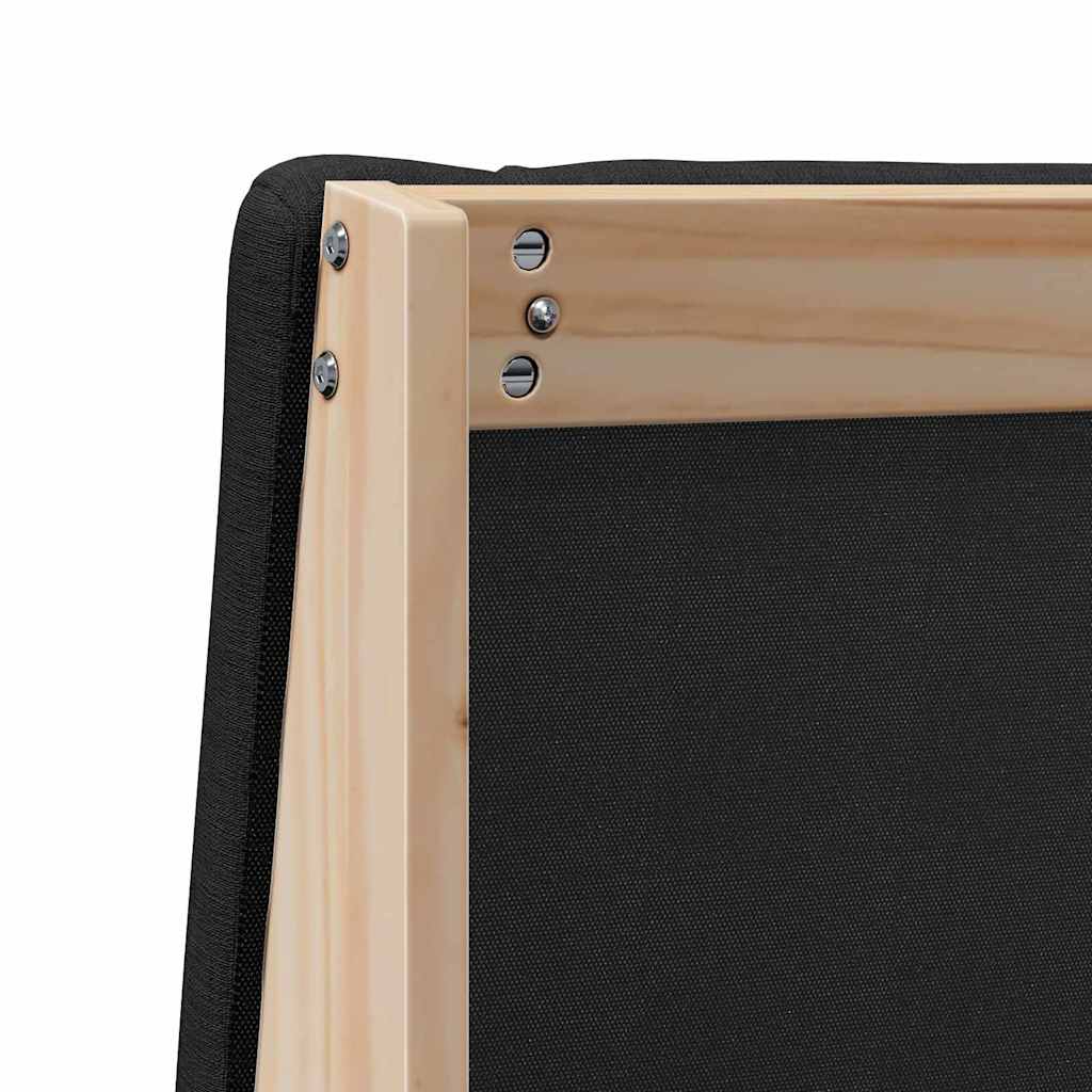 vidaXL Ταπετσαρισμένο κεφαλάρι Μαύρο 135 cm Στερεά ξυλεία πεύκου