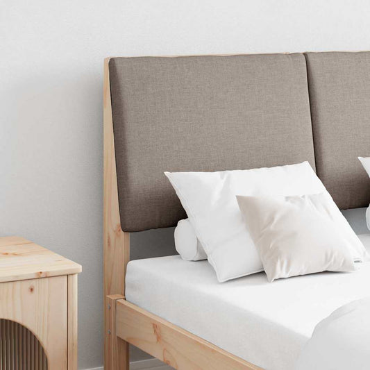 vidaXL Ταπετσαρισμένο κεφαλάρι Taupe 135 cm Στερεά ξυλεία πεύκου