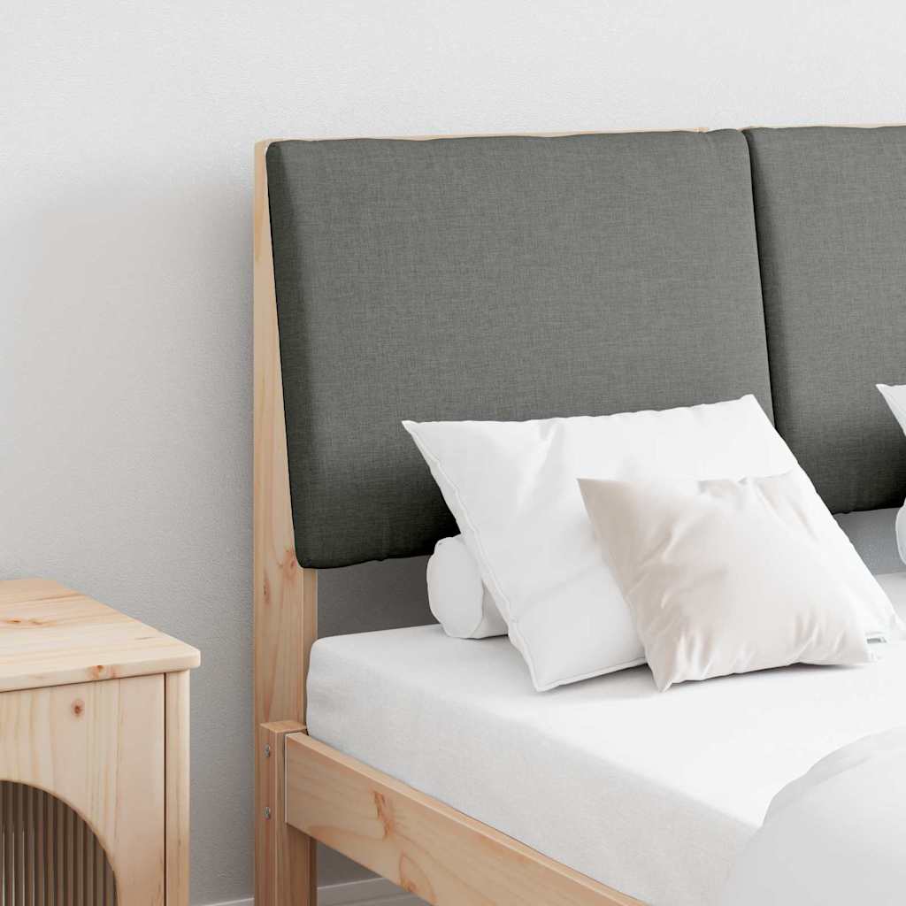vidaXL Ταπετσαρισμένο κεφαλάρι Σκούρο Γκρι 120 cm Στερεά ξυλεία πεύκου