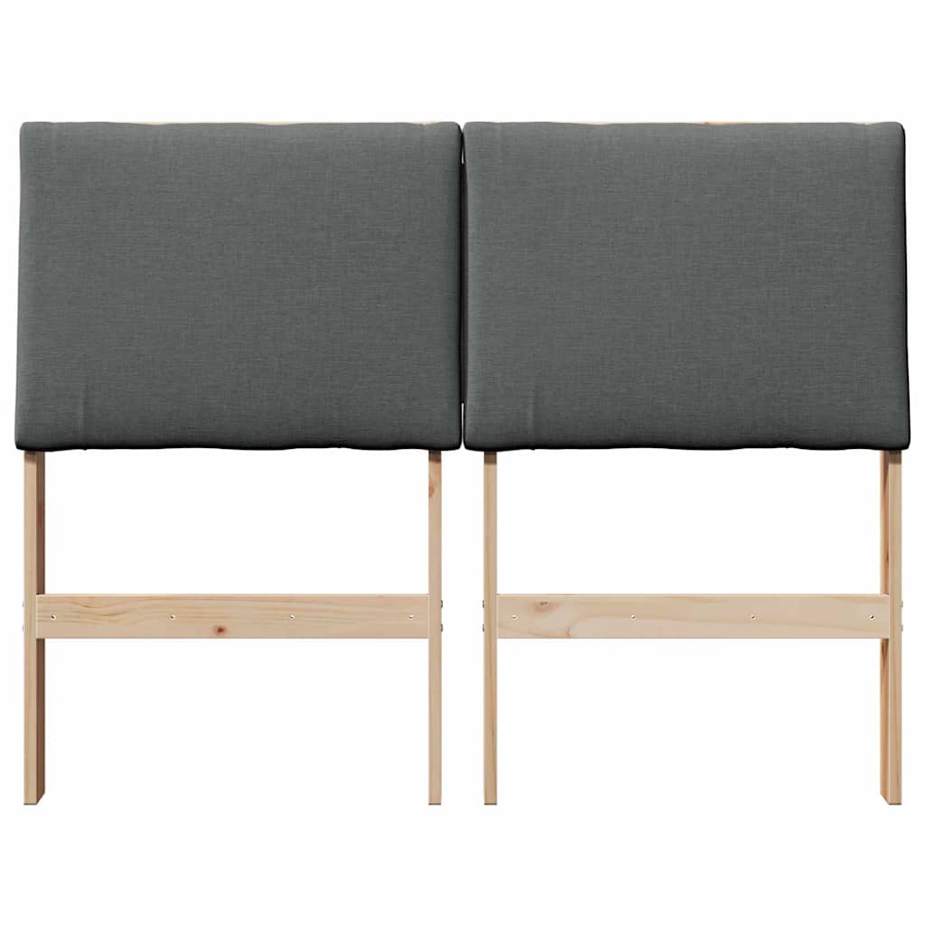 vidaXL Ταπετσαρισμένο κεφαλάρι Σκούρο Γκρι 120 cm Στερεά ξυλεία πεύκου