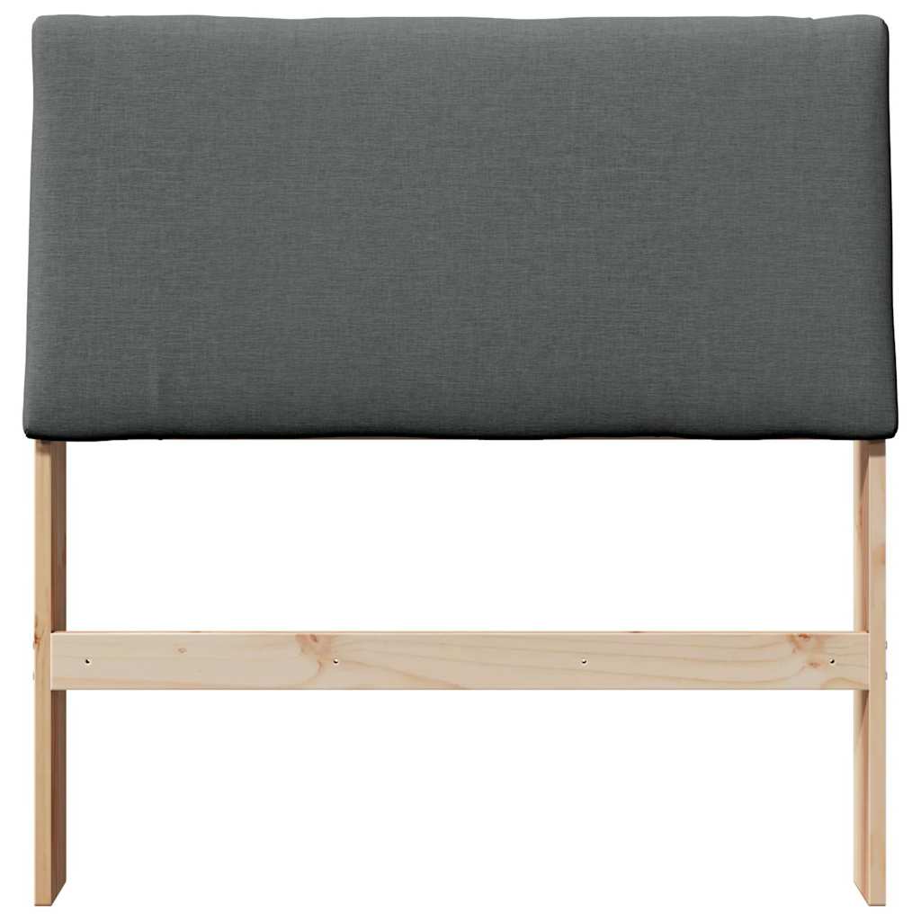 vidaXL Ταπετσαρισμένο κεφαλάρι Σκούρο Γκρι 90 cm Στερεά ξυλεία πεύκου