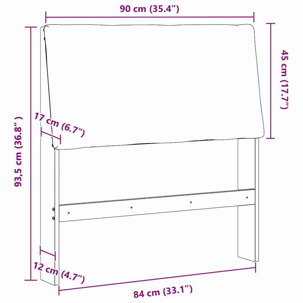 vidaXL Ταπετσαρισμένο κεφαλάρι Taupe 90 cm Στερεά ξυλεία πεύκου