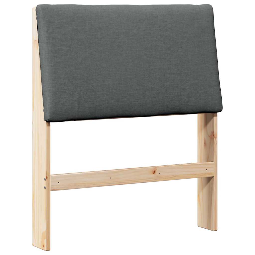 vidaXL Ταπετσαρισμένο κεφαλάρι Σκούρο Γκρι 80 cm Στερεά ξυλεία πεύκου