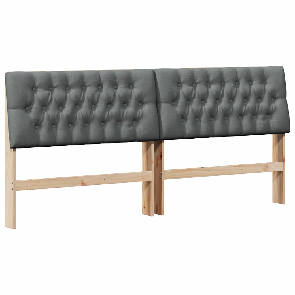 vidaXL Ταπετσαρισμένο κεφαλάρι Σκούρο Γκρι 200 cm Στερεά ξυλεία πεύκου