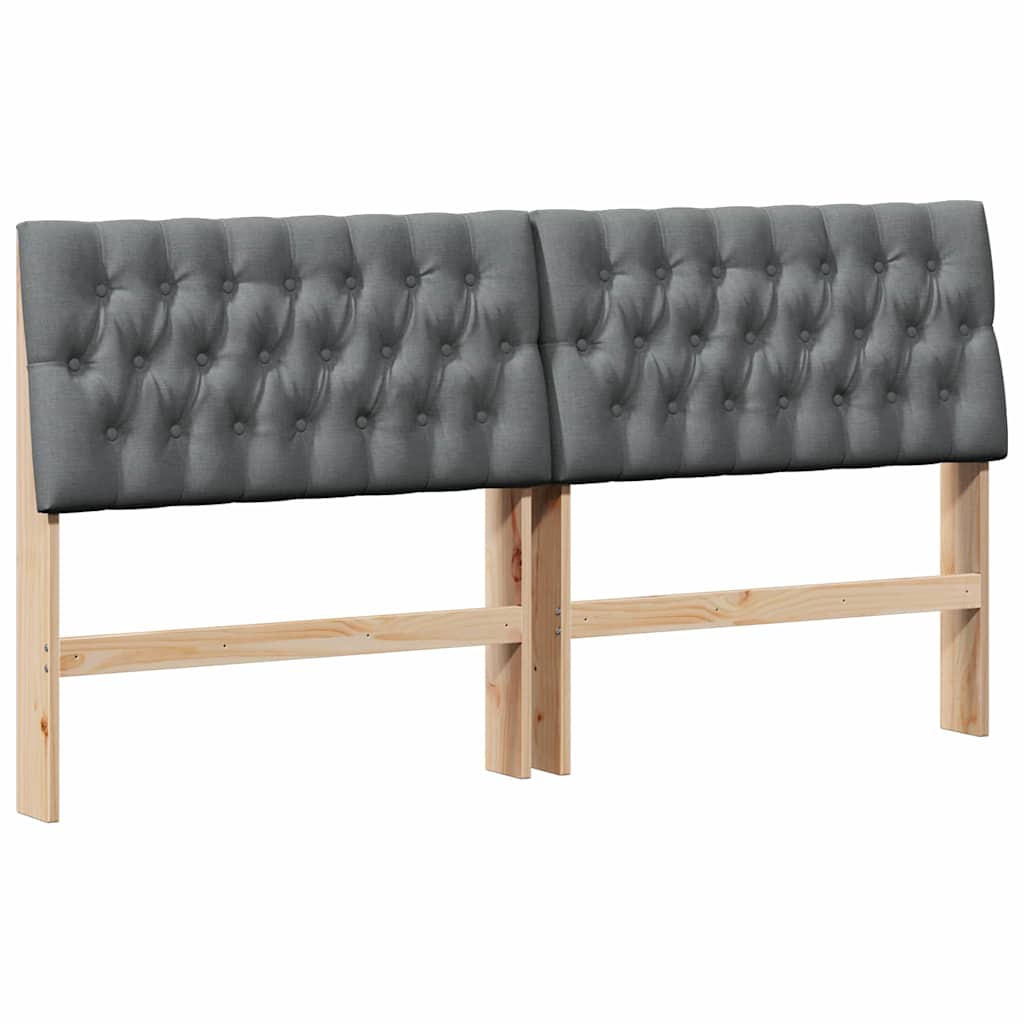 vidaXL Ταπετσαρισμένο κεφαλάρι Σκούρο Γκρι 180 cm Στερεά ξυλεία πεύκου
