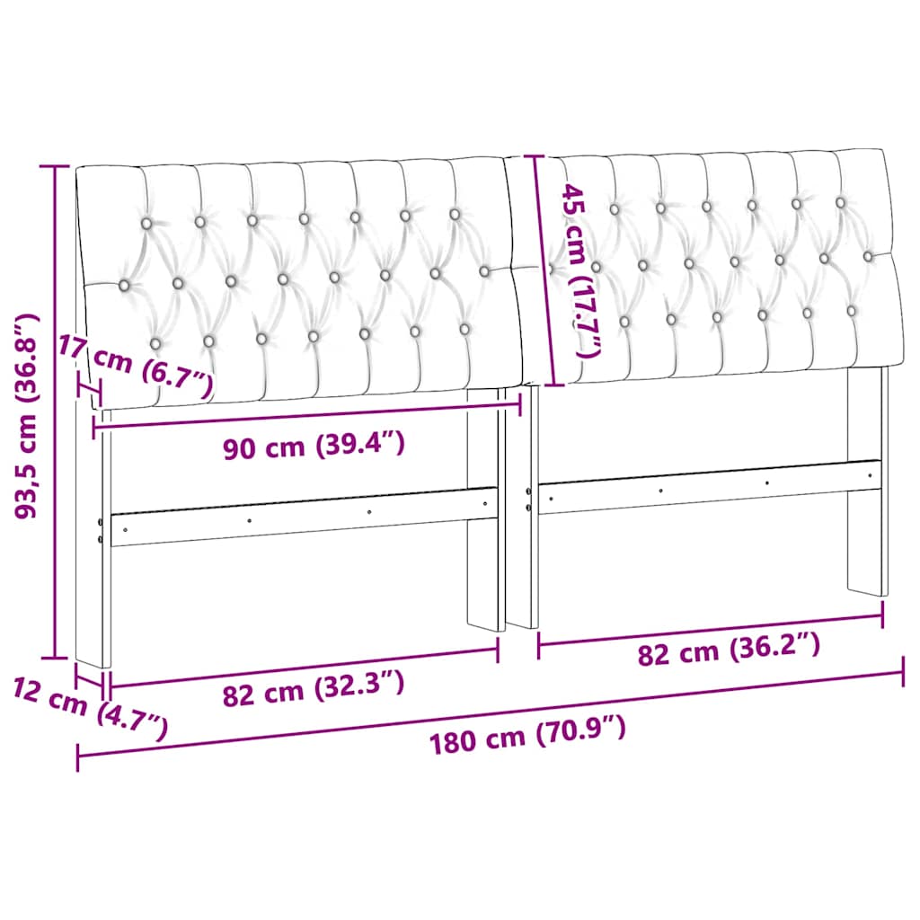 vidaXL Ταπετσαρισμένο κεφαλάρι Μαύρο 180 cm Στερεά ξυλεία πεύκου