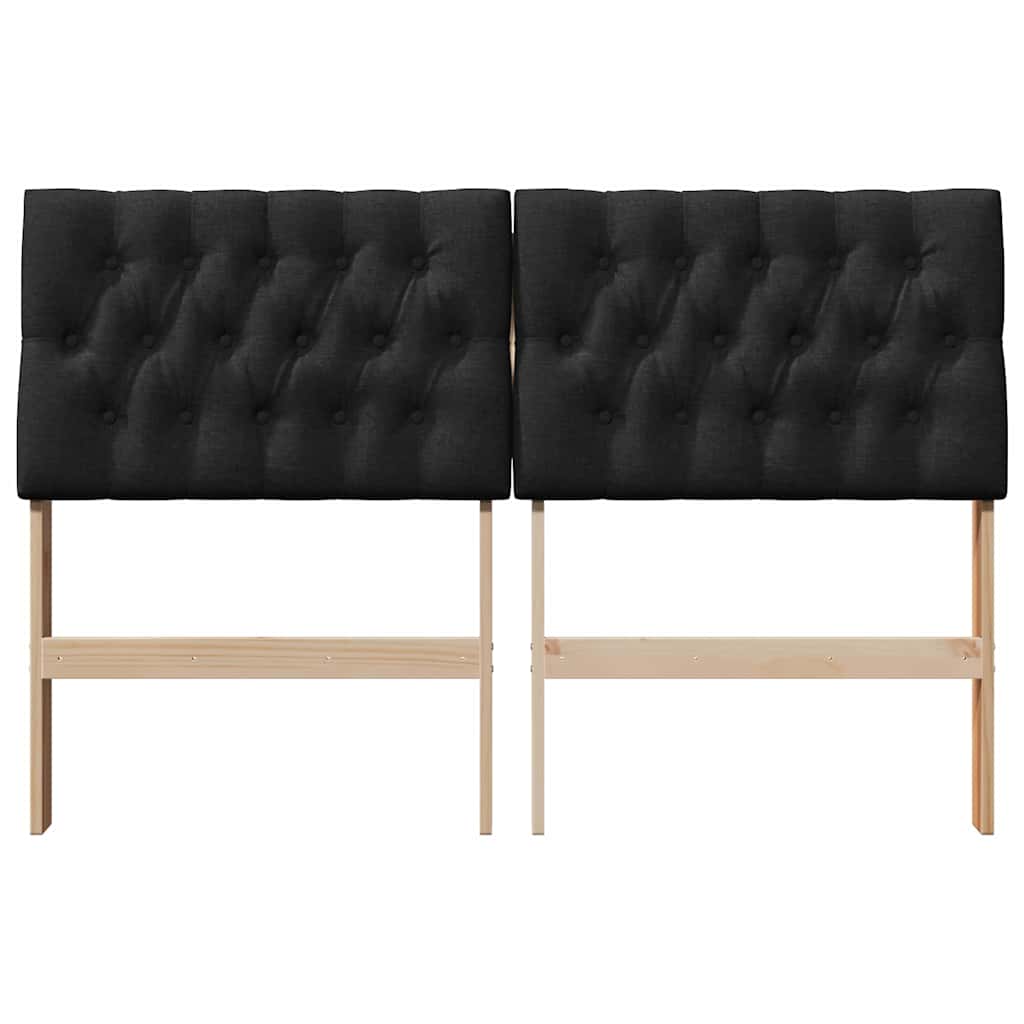 vidaXL Ταπετσαρισμένο κεφαλάρι Μαύρο 135 cm Στερεά ξυλεία πεύκου