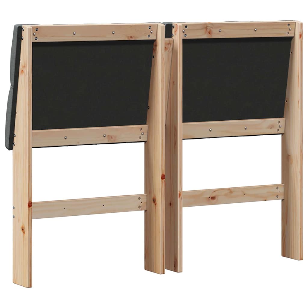 vidaXL Ταπετσαρισμένο κεφαλάρι Σκούρο Γκρι 120 cm Στερεά ξυλεία πεύκου