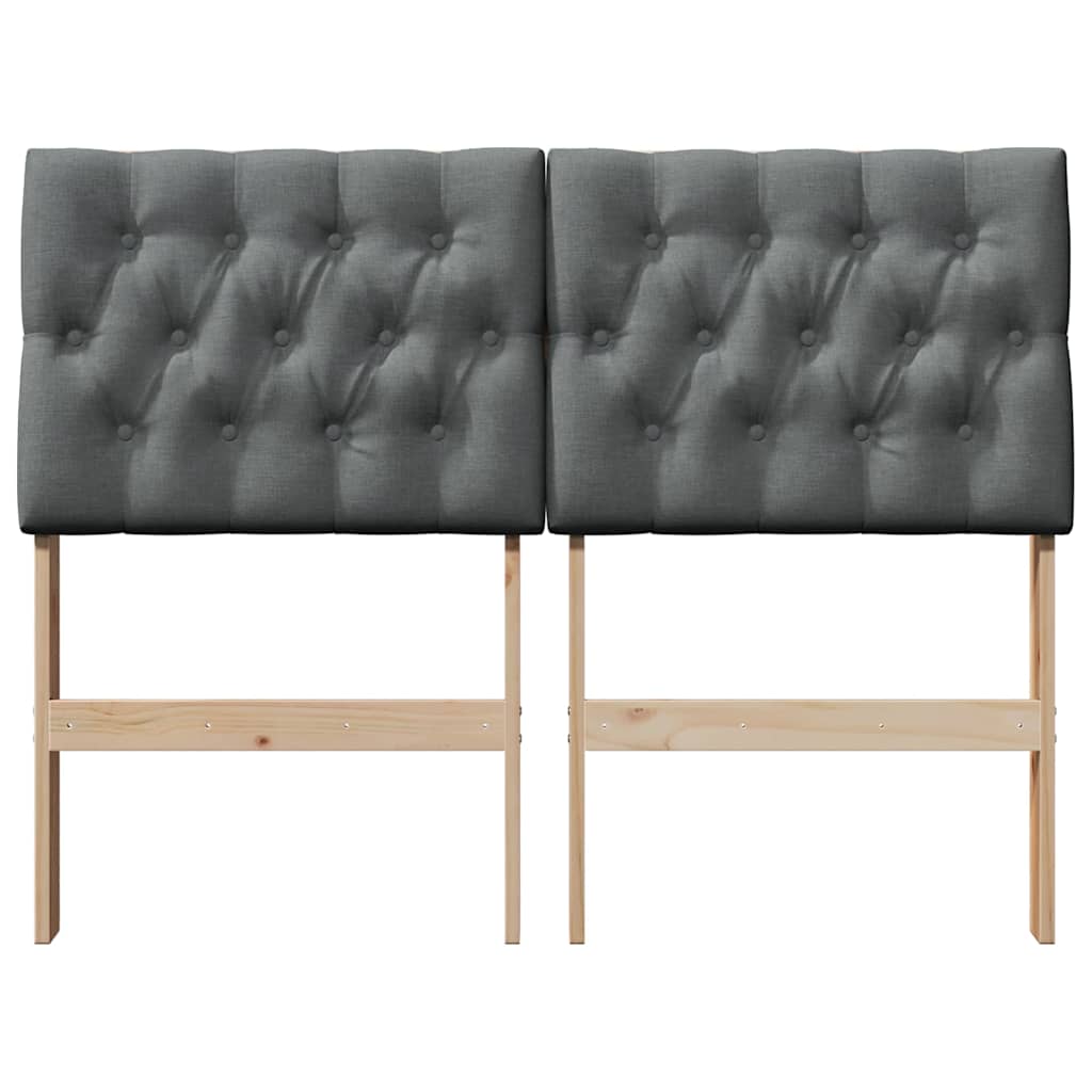 vidaXL Ταπετσαρισμένο κεφαλάρι Σκούρο Γκρι 120 cm Στερεά ξυλεία πεύκου