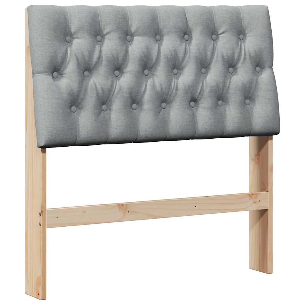 vidaXL Ταπετσαρισμένο κεφαλάρι Ανοιχτό γκρι 90 cm Στερεά ξυλεία πεύκου