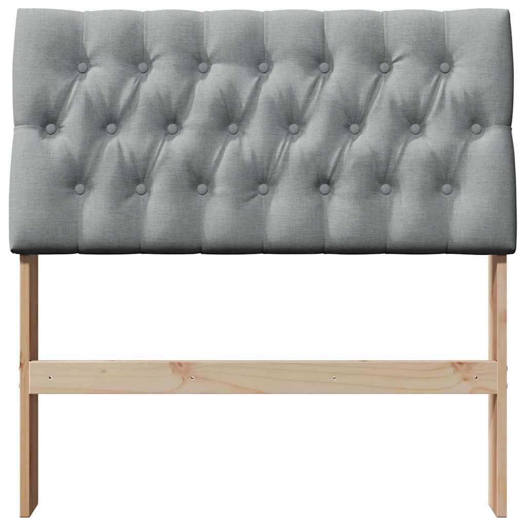 vidaXL Ταπετσαρισμένο κεφαλάρι Ανοιχτό γκρι 90 cm Στερεά ξυλεία πεύκου