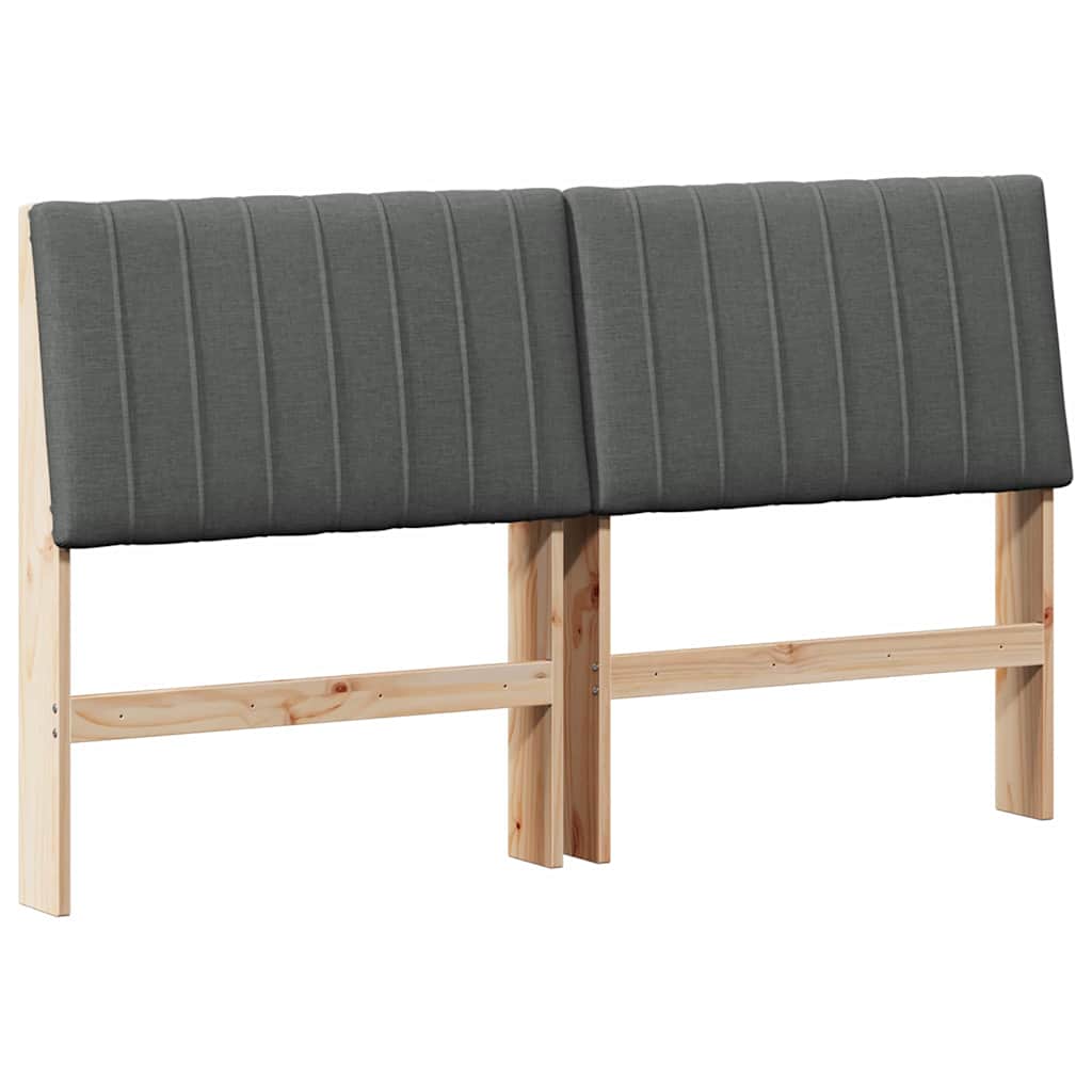 vidaXL Ταπετσαρισμένο κεφαλάρι Σκούρο Γκρι 150 cm Στερεά ξυλεία πεύκου