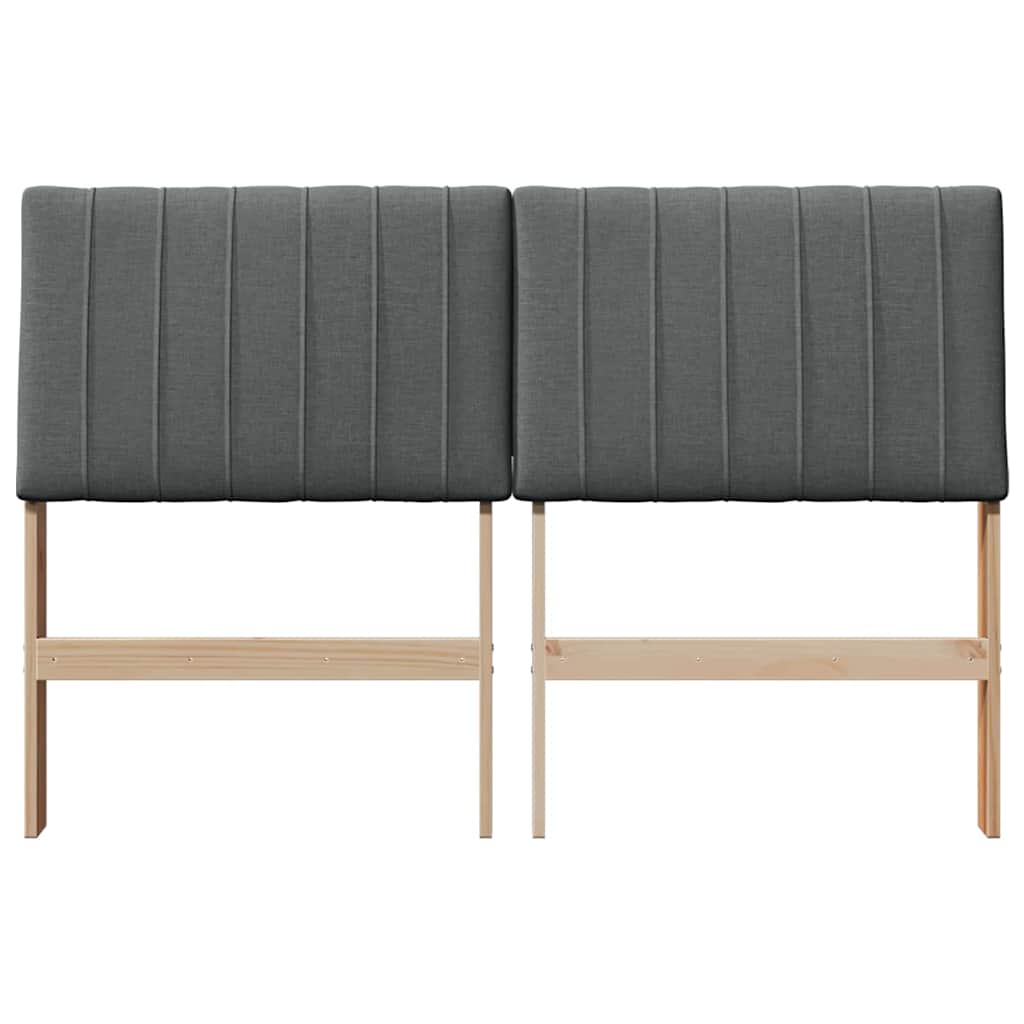 vidaXL Ταπετσαρισμένο κεφαλάρι Σκούρο Γκρι 140 cm Στερεά ξυλεία πεύκου
