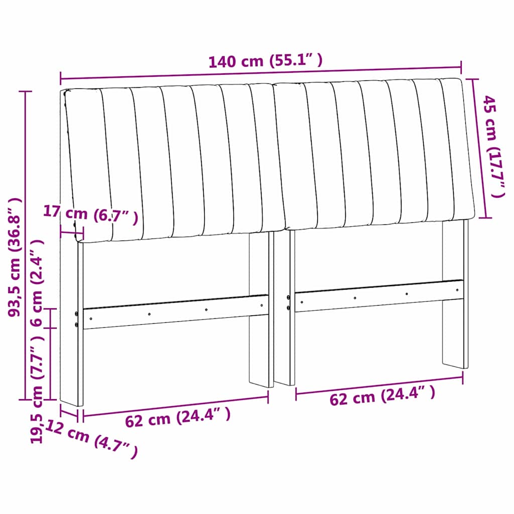 vidaXL Ταπετσαρισμένο κεφαλάρι Μαύρο 140 cm Στερεά ξυλεία πεύκου