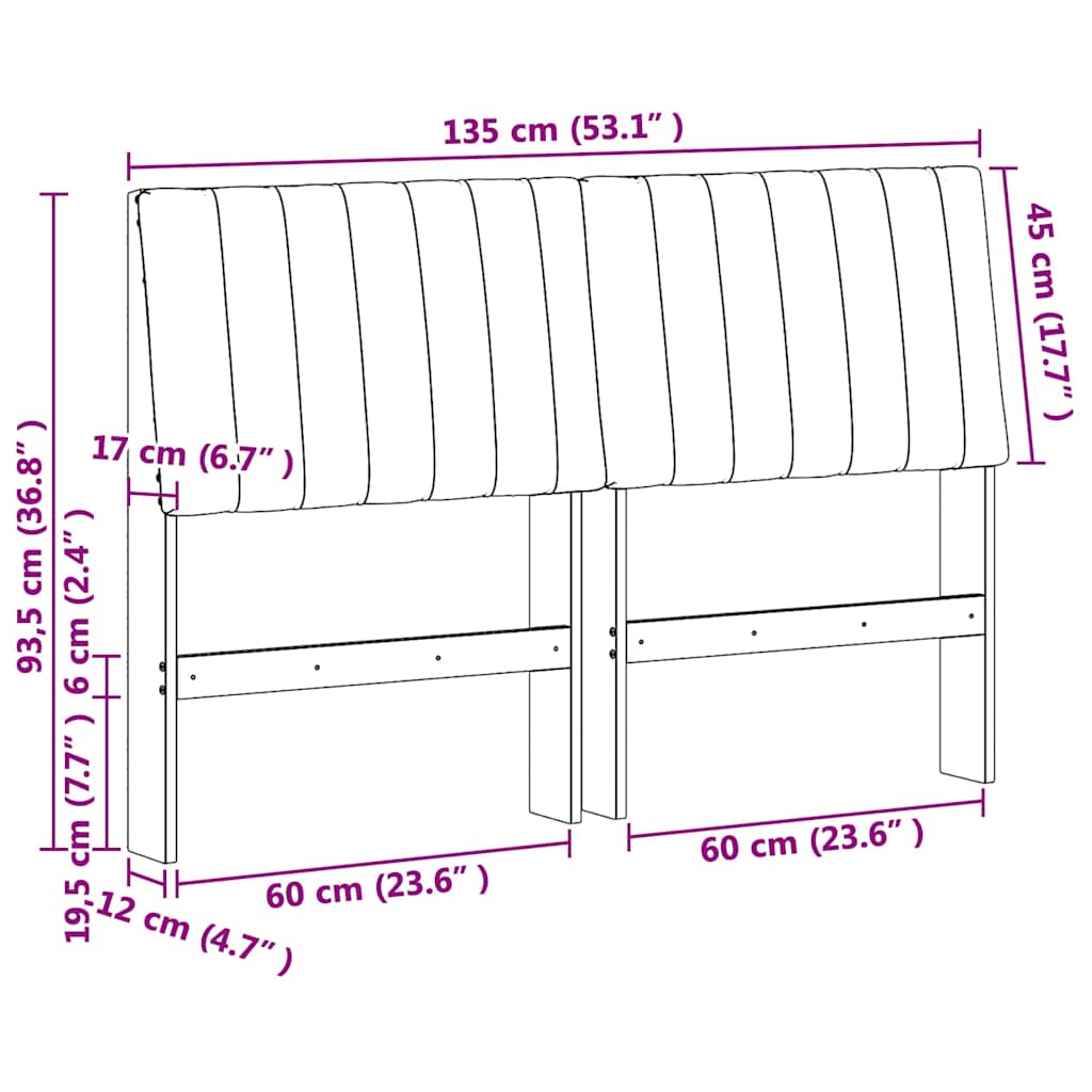 vidaXL Ταπετσαρισμένο κεφαλάρι Ανοιχτό γκρι 135 cm