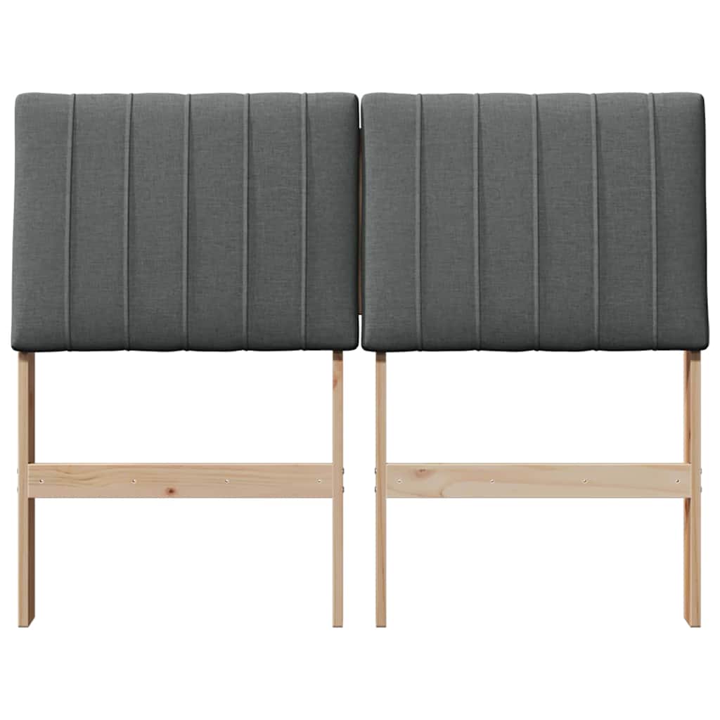 vidaXL Ταπετσαρισμένο κεφαλάρι Σκούρο Γκρι 120 cm Στερεά ξυλεία πεύκου