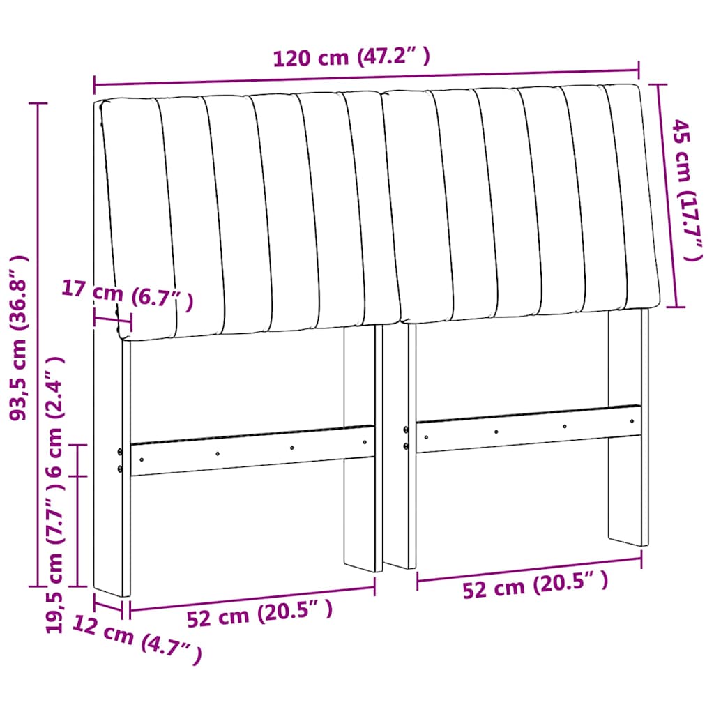 vidaXL Ταπετσαρισμένο κεφαλάρι Μαύρο 120 cm Στερεά ξυλεία πεύκου