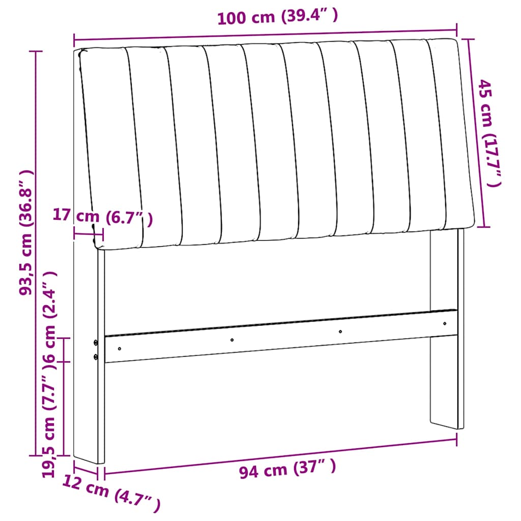 vidaXL Ταπετσαρισμένο κεφαλάρι Σκούρο Γκρι 100 cm Στερεά ξυλεία πεύκου