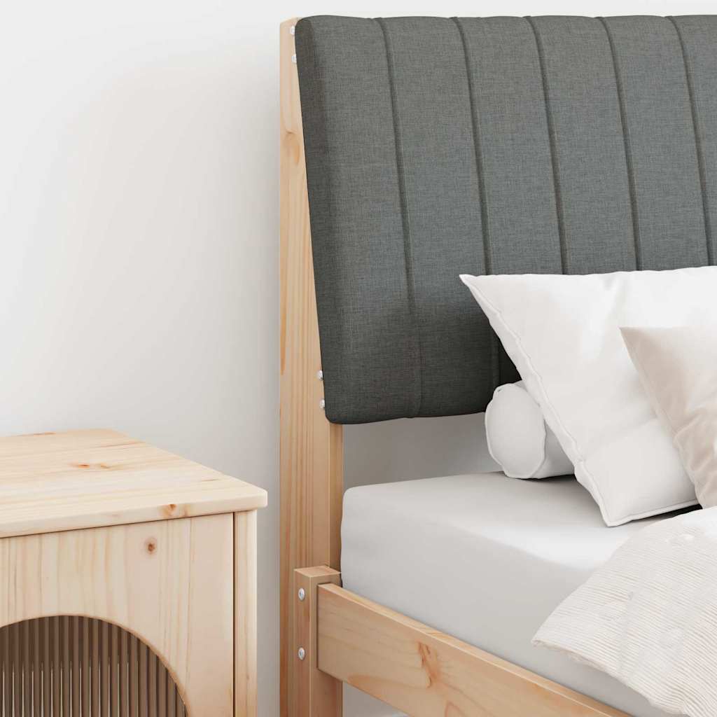 vidaXL Ταπετσαρισμένο κεφαλάρι Σκούρο Γκρι 80 cm Στερεά ξυλεία πεύκου