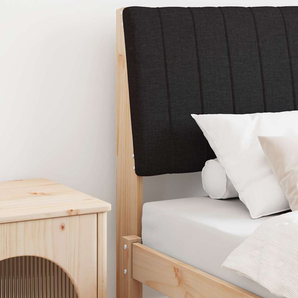 vidaXL Ταπετσαρισμένο κεφαλάρι Μαύρο 80 cm Στερεά ξυλεία πεύκου