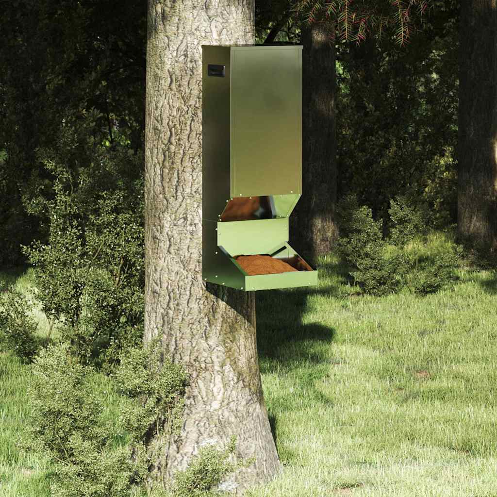 vidaXL Ταΐστρα ελαφιών Ασημί 28 x 30 x 80 εκ. Επικαλυμμένος Χάλυβας