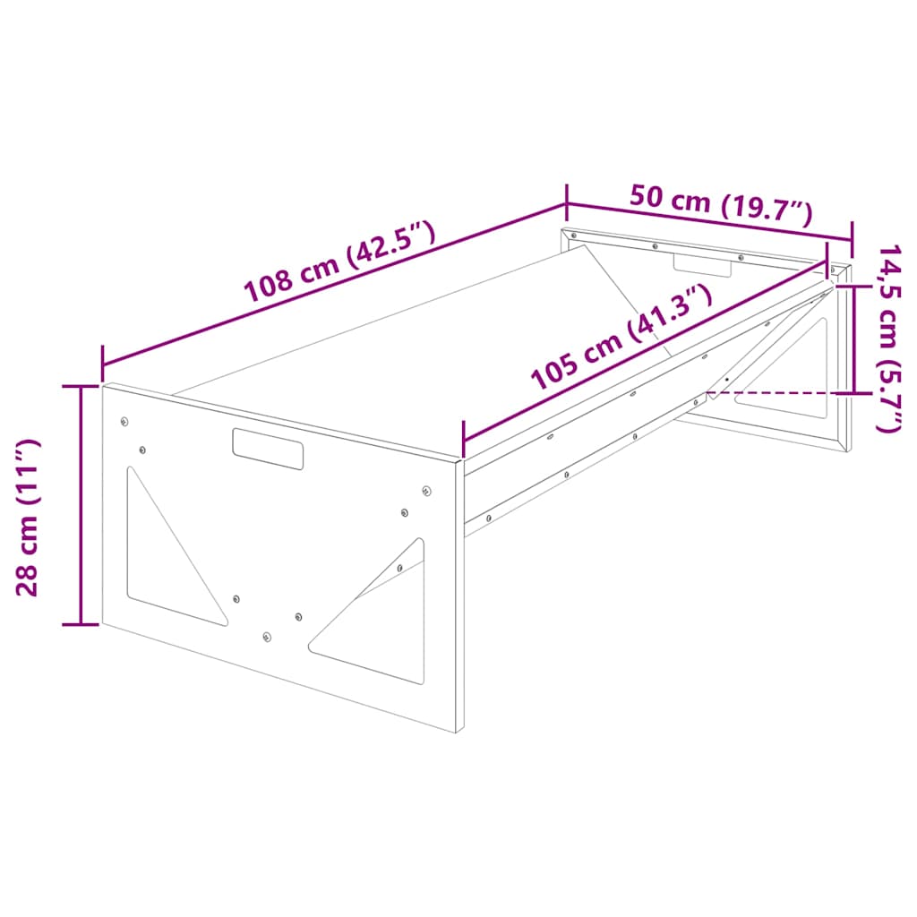 vidaXL Ταΐστρα για ζώα Μαύρο 108 x 50 x 28 εκ Ψυχρής Έλασης Χάλυβας