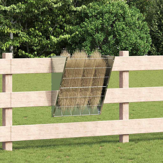 vidaXL Κρεμαστός τροφοδότης άχυρου Ασημί 61 x 33 x 66 εκ