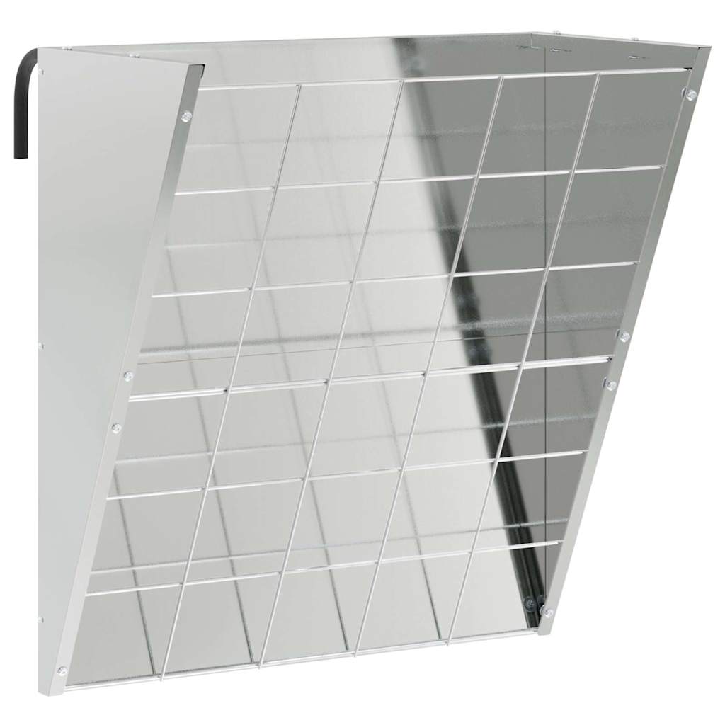 vidaXL Κρεμαστός τροφοδότης άχυρου Ασημί 61 x 33 x 66 εκ