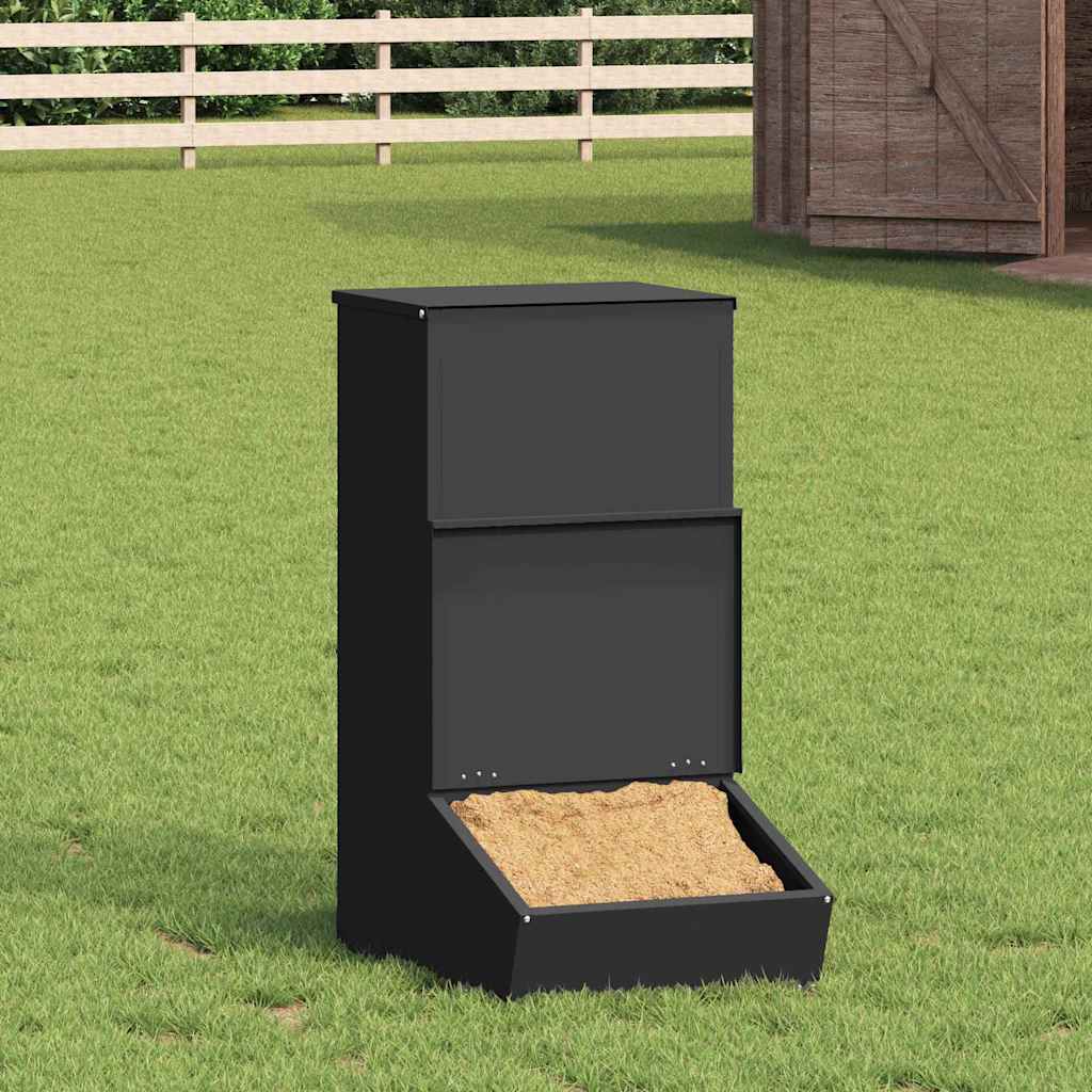 vidaXL Ταΐστρα Γουρουνιών Μαύρο 55 x 38 x 76 εκ. Ψυχρής Έλασης Χάλυβας