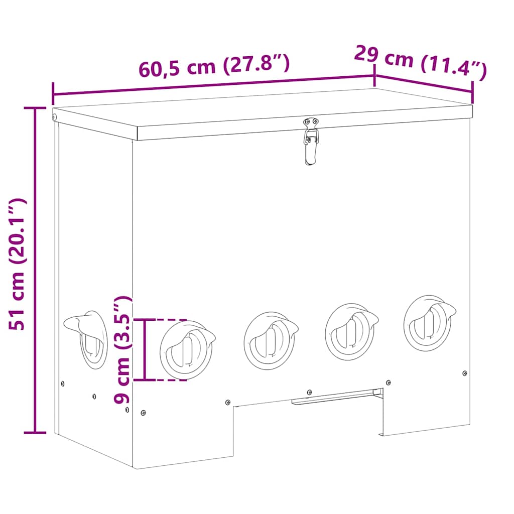 vidaXL Ταΐστρα κοτόπουλων Λαδί 60,5 x 29 x 51 εκ. 25 kg