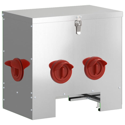 vidaXL Ταΐστρα κοτόπουλων Ασημί 40,5 x 25 x 38 εκ. 20 kg