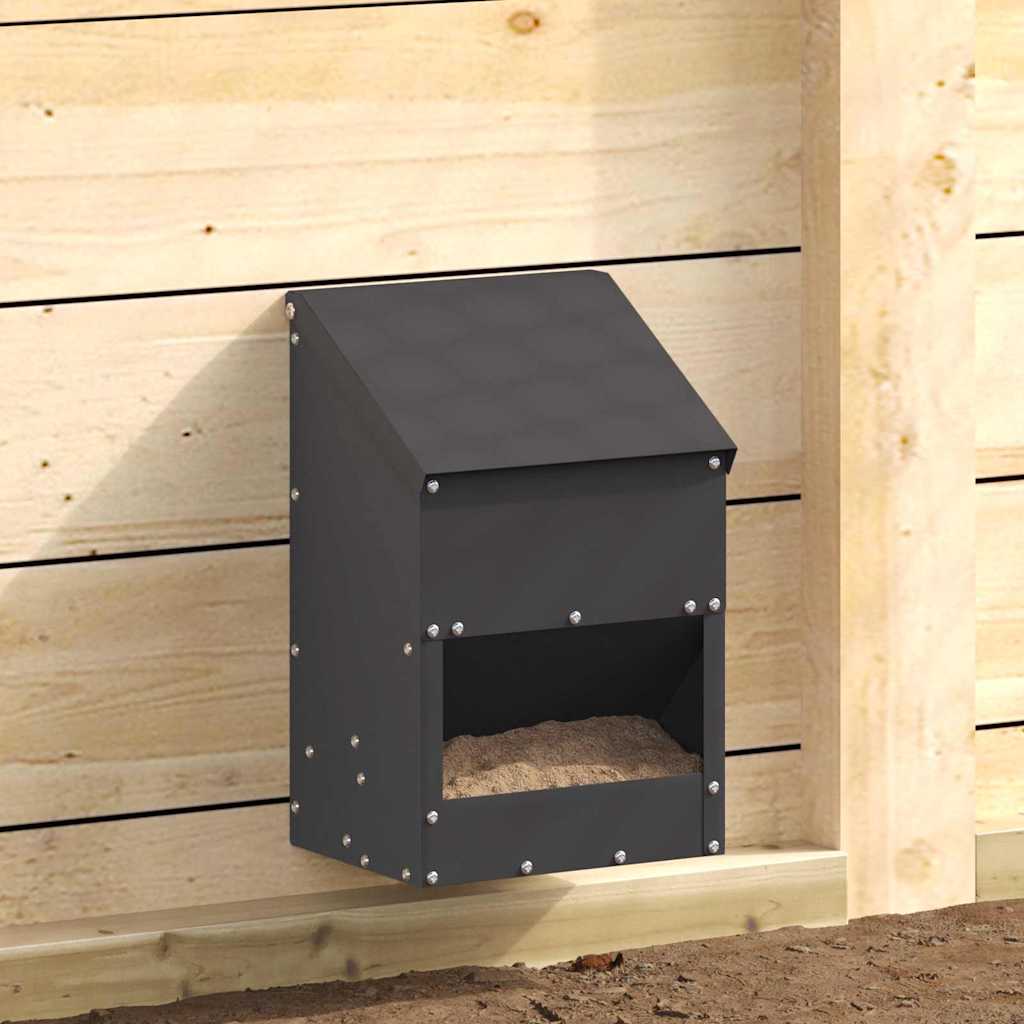 vidaXL Ταΐστρα κοτόπουλων Μαύρο 21 x 16 x 33 εκ. Ψυχρής Έλασης Χάλυβας