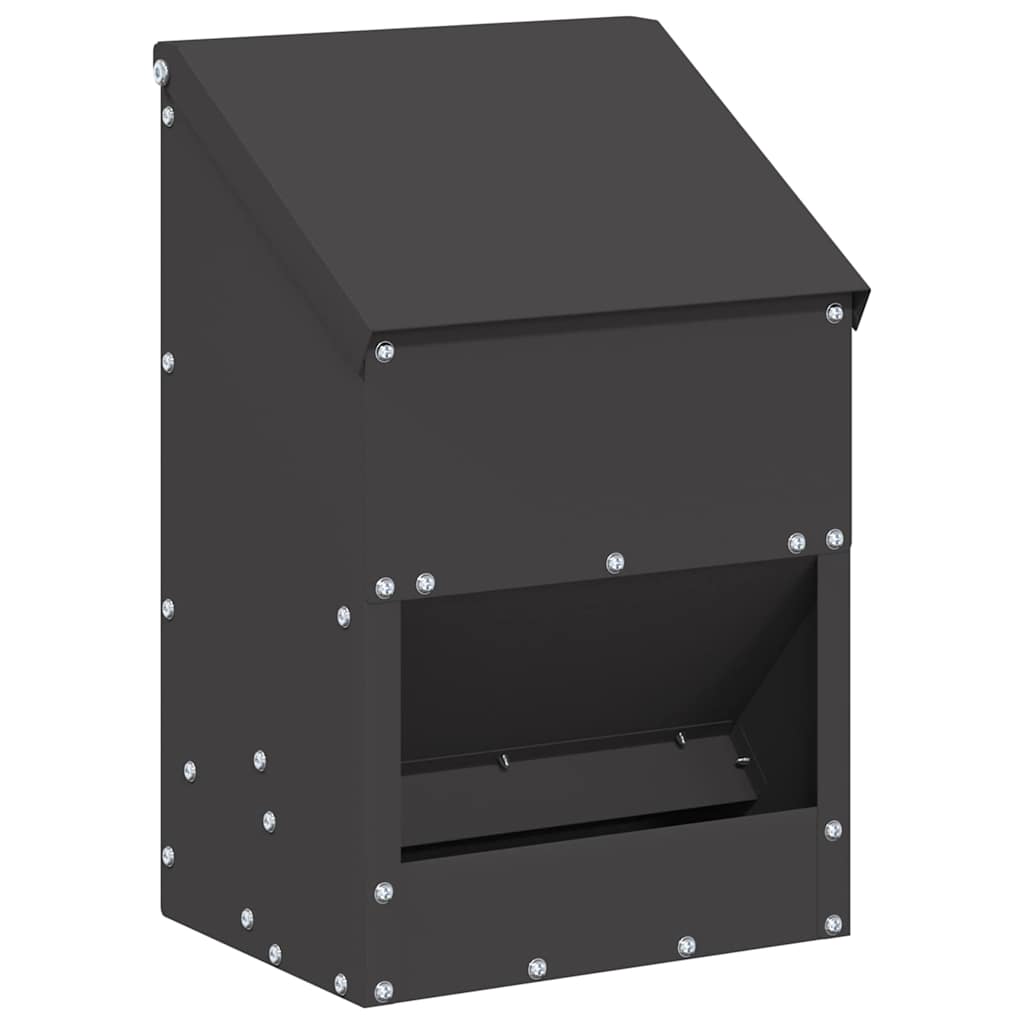 vidaXL Ταΐστρα κοτόπουλων Μαύρο 21 x 16 x 33 εκ. Ψυχρής Έλασης Χάλυβας