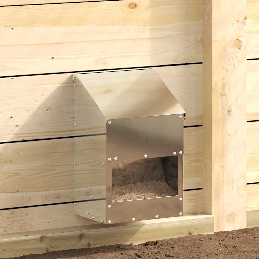 vidaXL Ταΐστρα κοτόπουλων Ασημί 21 x 16 x 33 εκ. Επικαλυμμένος Χάλυβας