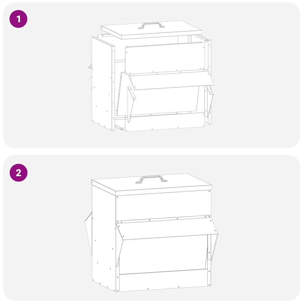 vidaXL Ταΐστρα κοτόπουλων Ασημί 40,5 x 45 x 41 cm