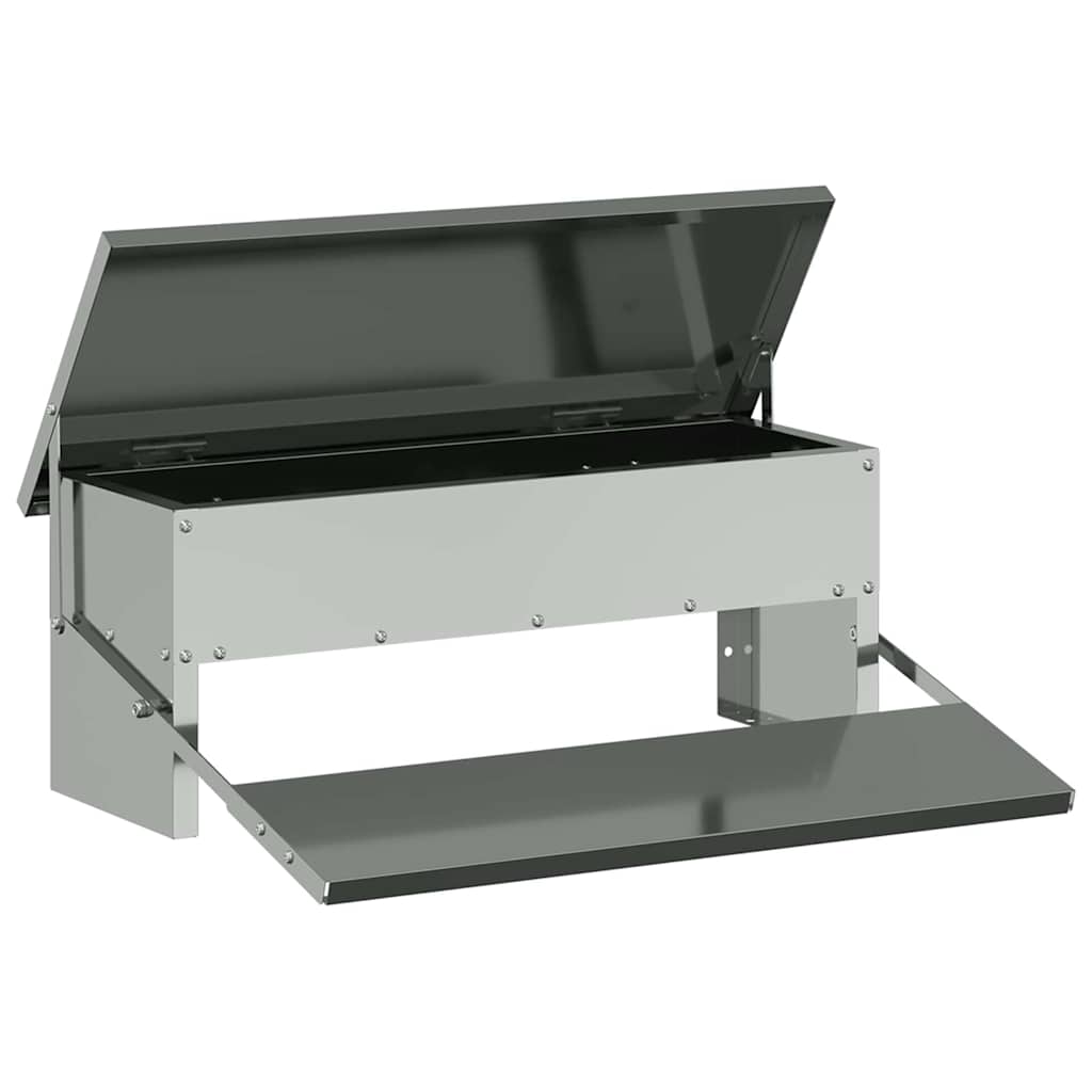 vidaXL Ταΐστρα Κοτόπουλου με Πεντάλ Ασημί 48,5 x 39,5 x 19 εκ.