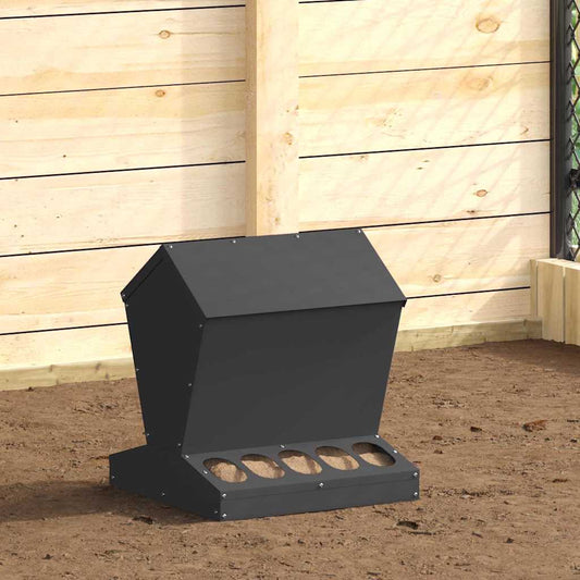 vidaXL Ταΐστρα κοτόπουλων Μαύρο 40 x 40 x 45 cm Ψυχρής Έλασης Χάλυβας