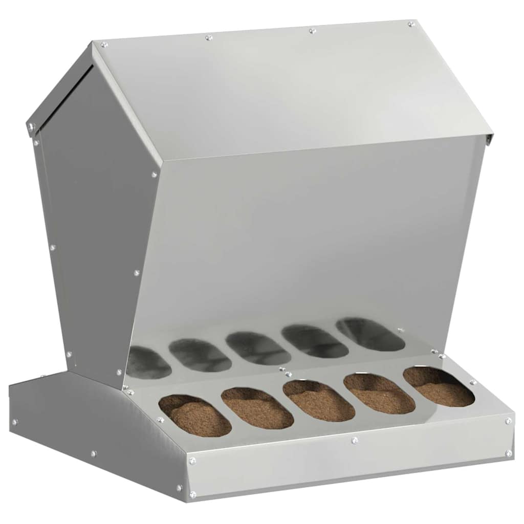 vidaXL Ταΐστρα κοτόπουλων Ασημί 40 x 40 x 45 cm Επικαλυμμένος Χάλυβας