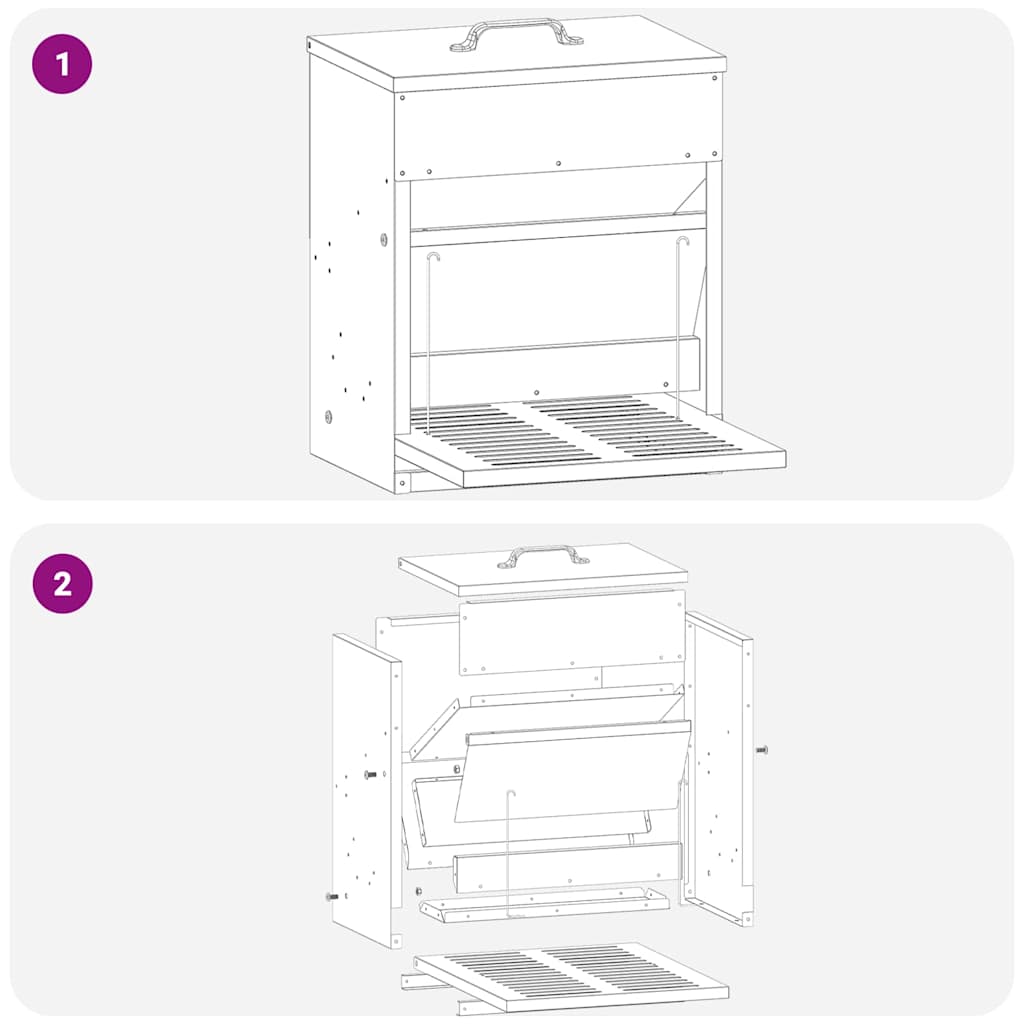 vidaXL Ταΐστρα Κοτόπουλου με Πεντάλ Ασημί 33 x 42 x 40 εκ.