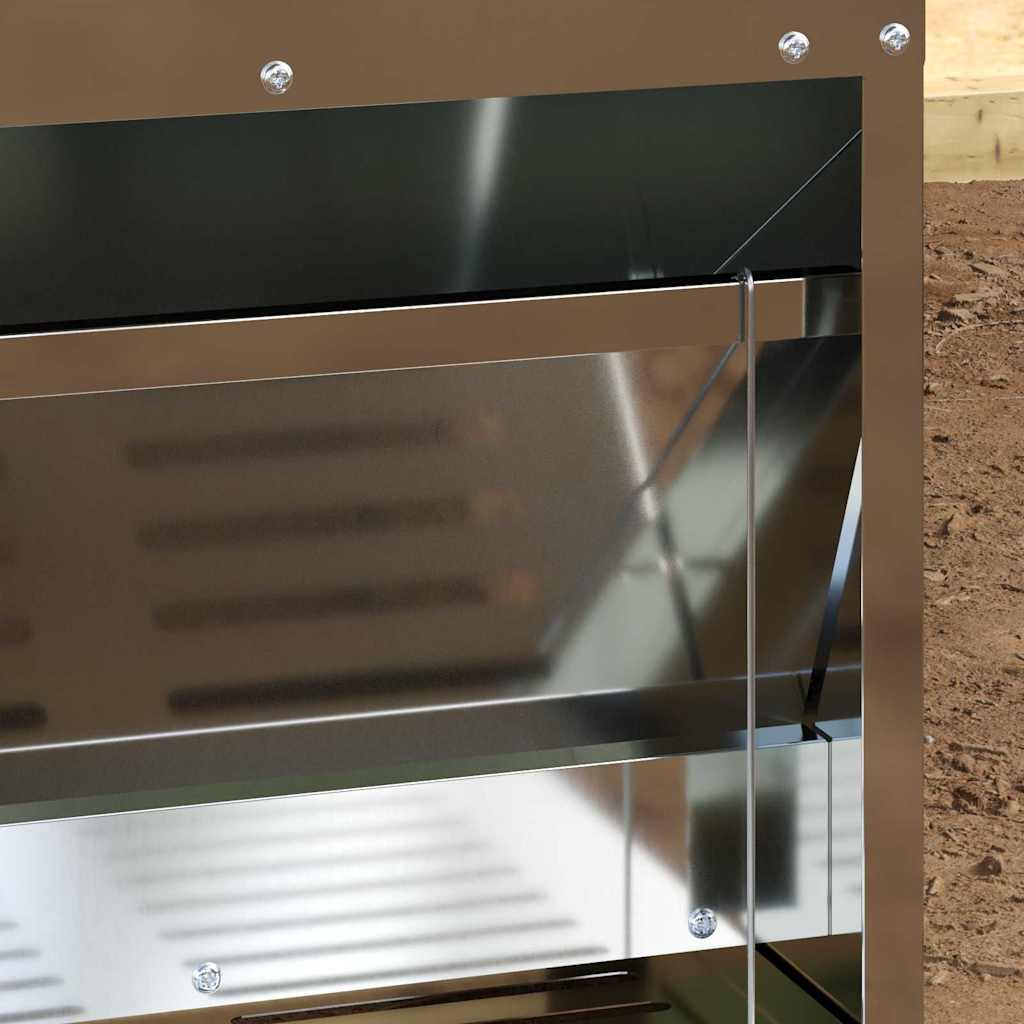 vidaXL Ταΐστρα Κοτόπουλου με Πεντάλ Ασημί 33 x 42 x 40 εκ.