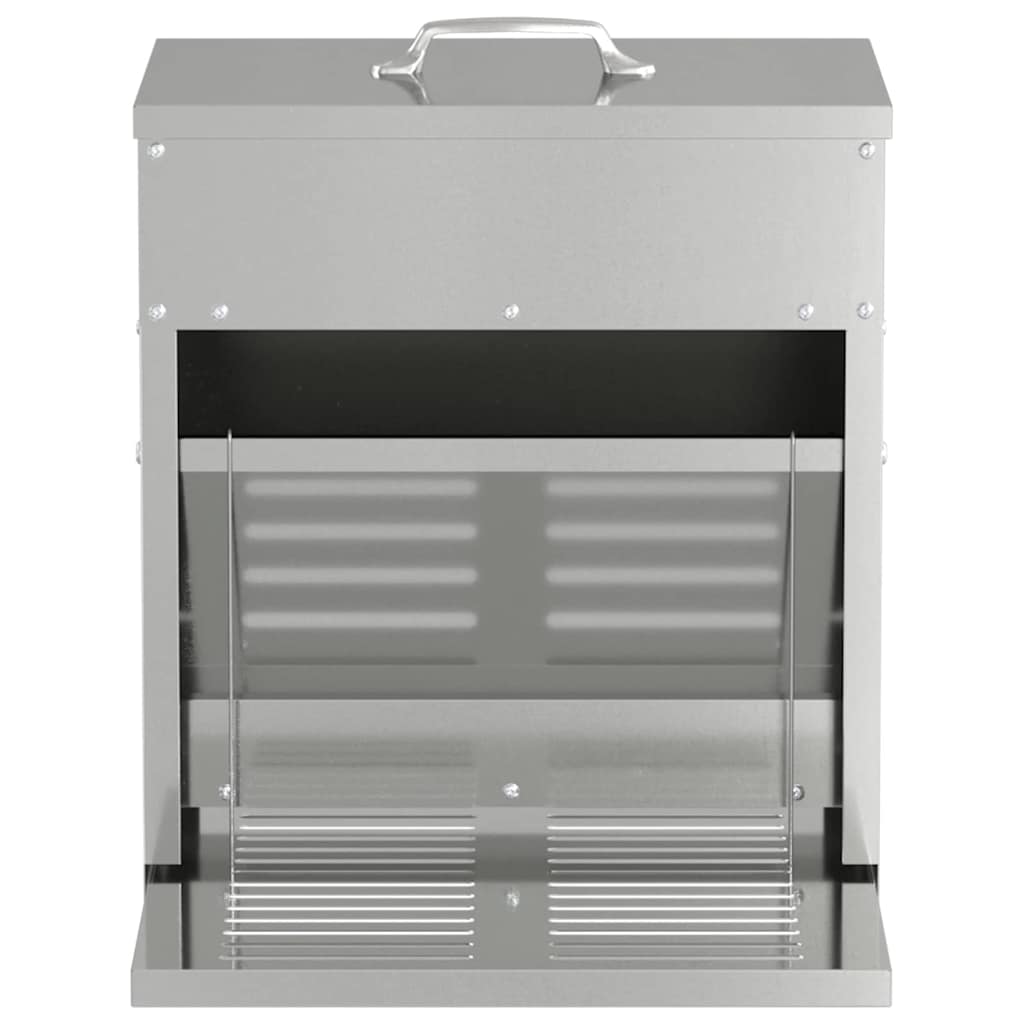 vidaXL Ταΐστρα Κοτόπουλου με Πεντάλ Ασημί 33 x 42 x 40 εκ.