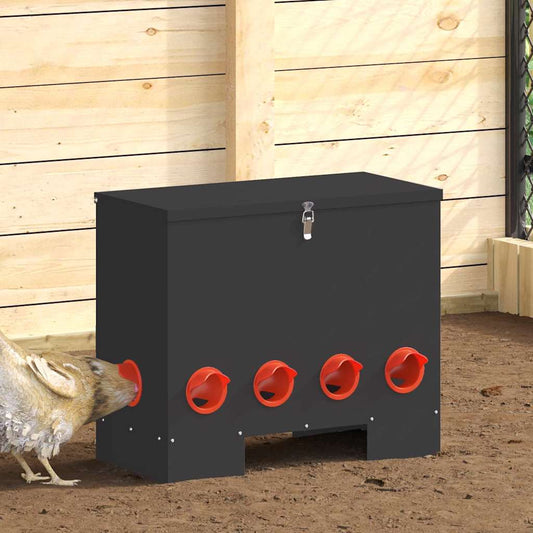 vidaXL Ταΐστρα κοτόπουλων 2 Μαύρο 60,5 x 29 x 51 εκ. 25 kg