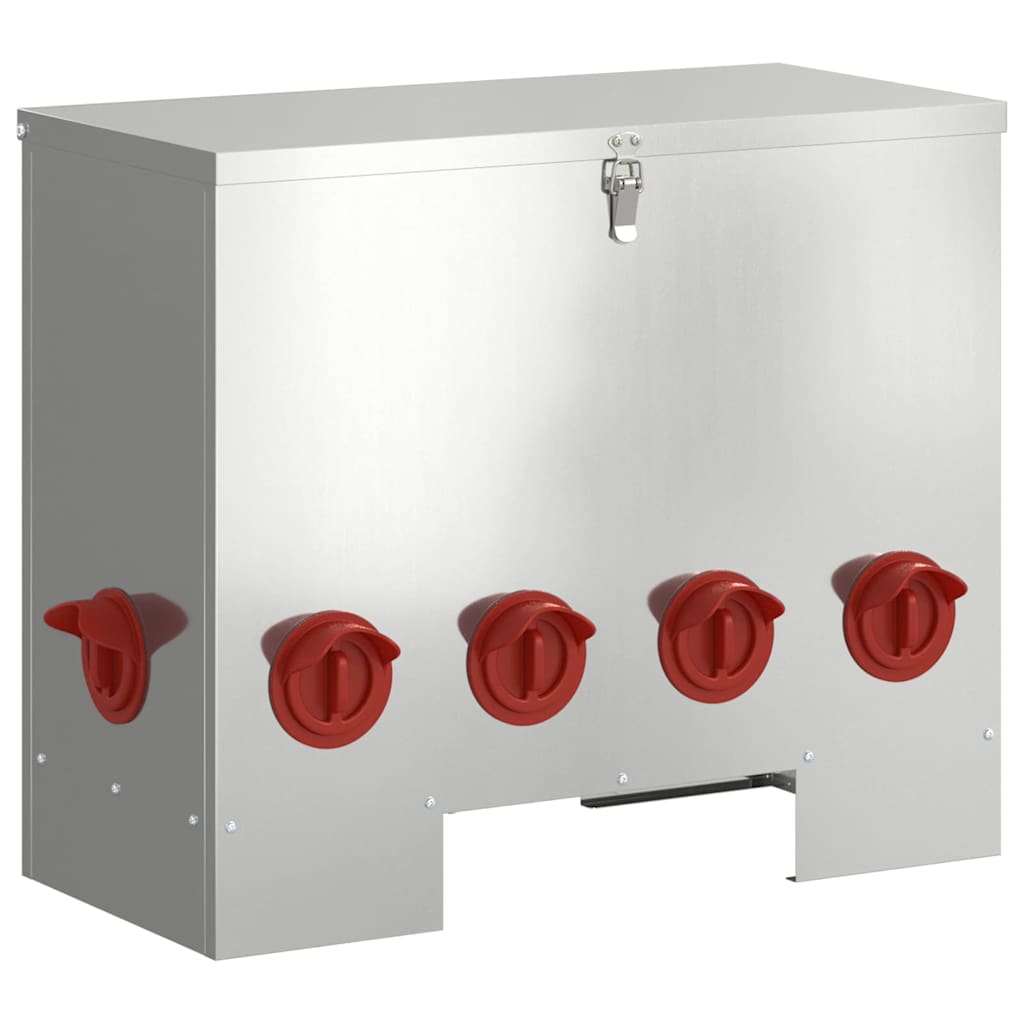 vidaXL Ταΐστρα κοτόπουλων 2 Ασημί 60,5 x 29 x 51 εκ. 25 kg