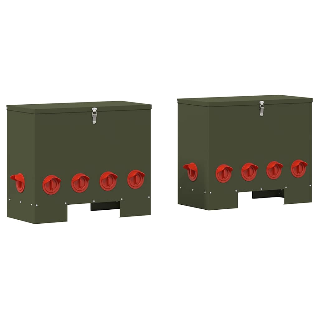 vidaXL Ταΐστρα κοτόπουλων 2 Λαδί 60,5 x 29 x 51 εκ. 25 kg