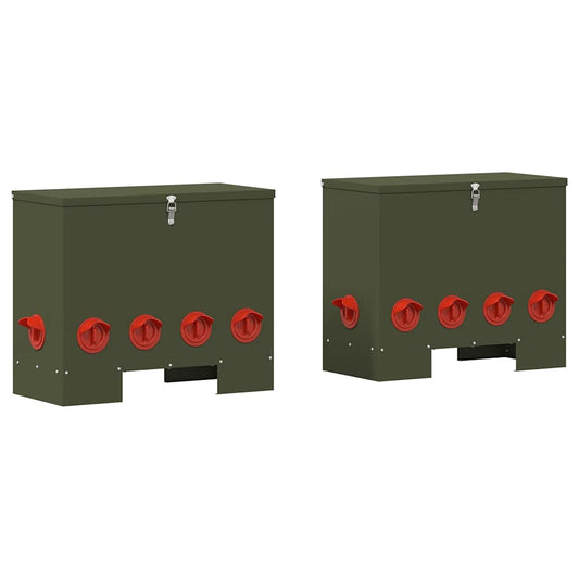 vidaXL Ταΐστρα κοτόπουλων 2 Λαδί 60,5 x 29 x 51 εκ. 25 kg