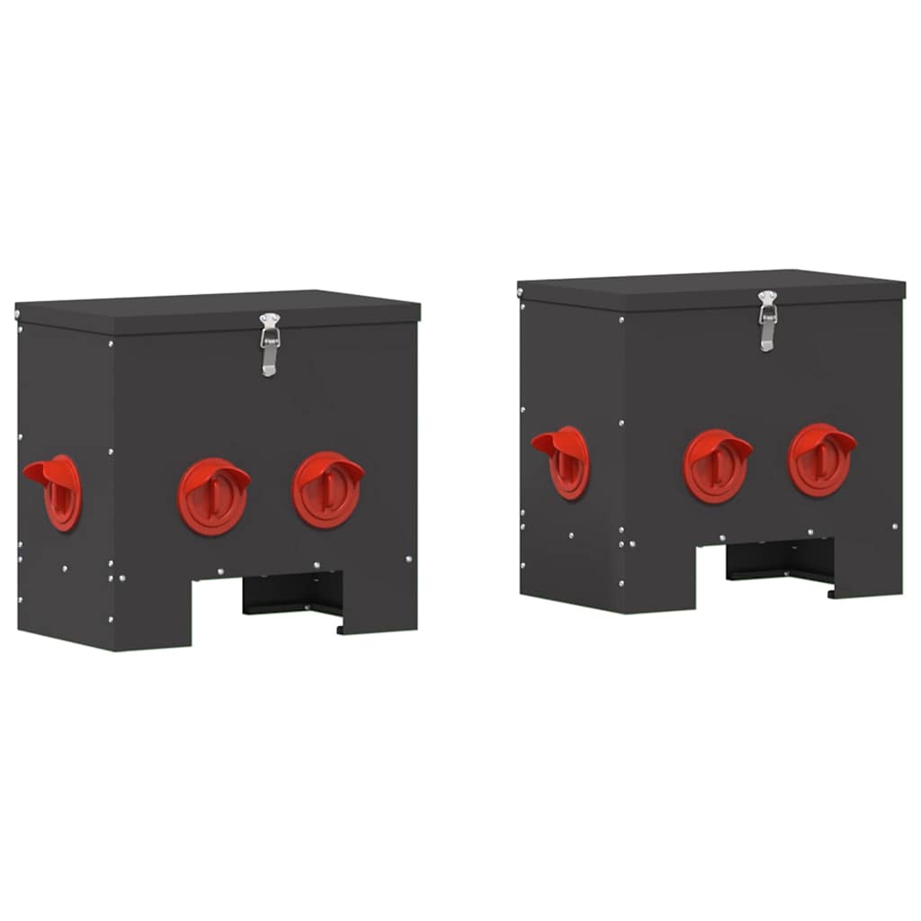 vidaXL Ταΐστρα κοτόπουλων 2 Μαύρο 40,5 x 25 x 38 εκ. 20 kg
