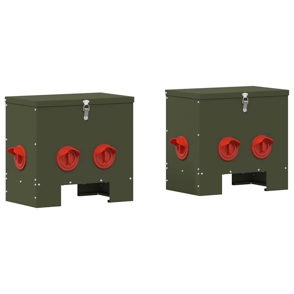 vidaXL Ταΐστρα κοτόπουλων 2 Λαδί 40,5 x 25 x 38 εκ. 20 kg