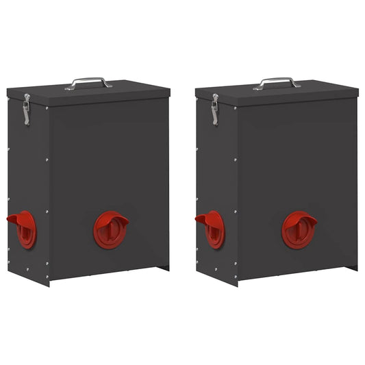 vidaXL Ταΐστρα κοτόπουλων 2 Μαύρο 32,5 x 20,5 x 43 εκ 25 kg